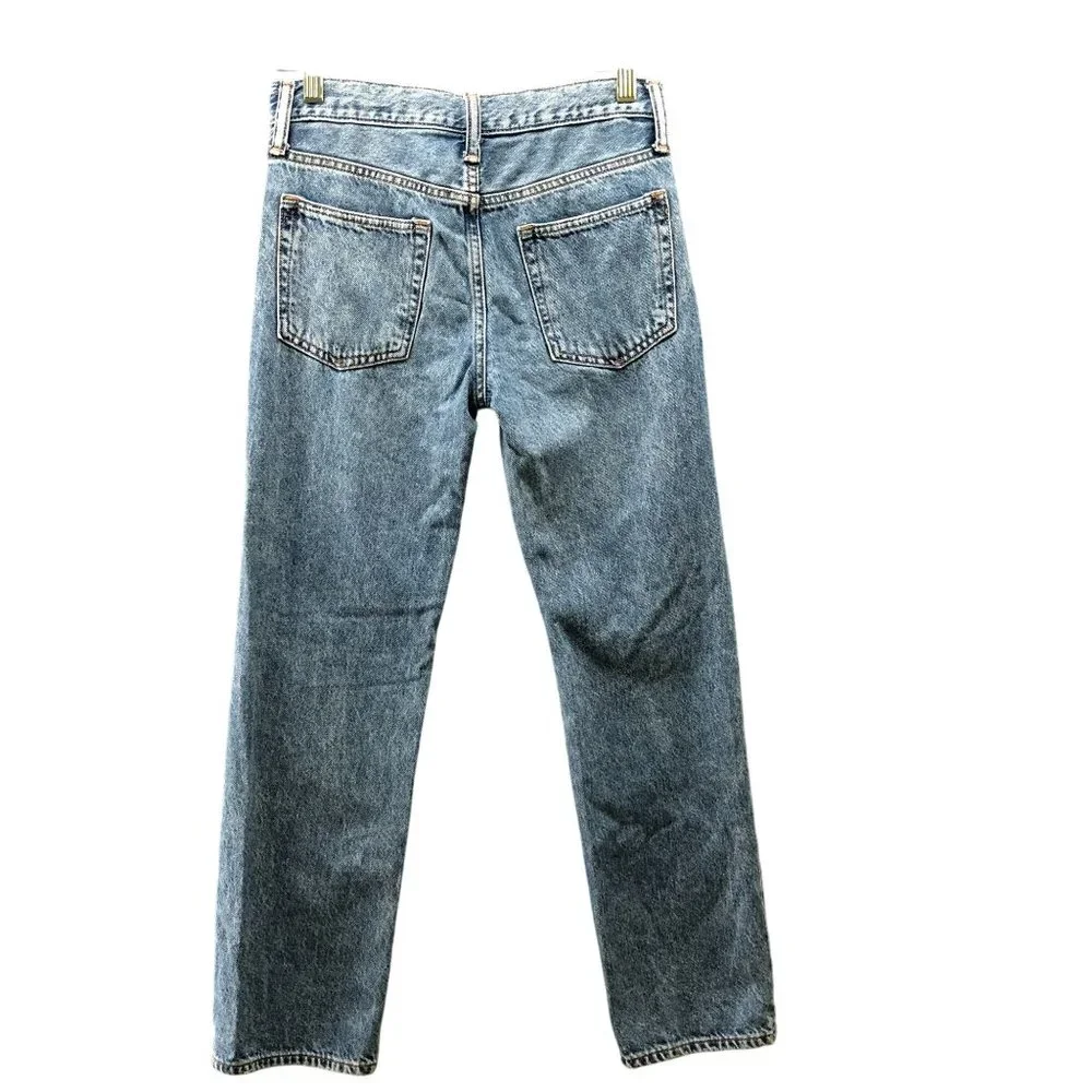 Gap Youth Boys Size 12 90s Original Straight Jean Blue Medium Wash‎ Destroyed